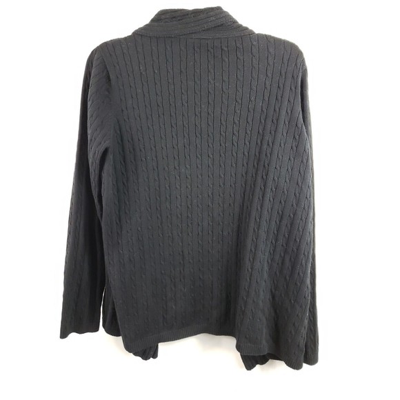 Kim Rogers Women's Black Large Cotton Knit Open Front Cardigan Sweater - Picture 6 of 6